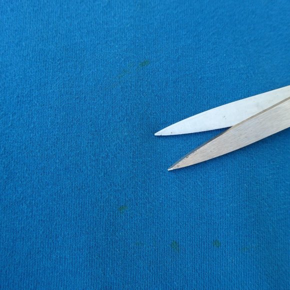 Vintage 80s Blue Sweatshirt 3D Velvet Purple Hearts Embroidered Zipper Back L - Picture 12 of 12